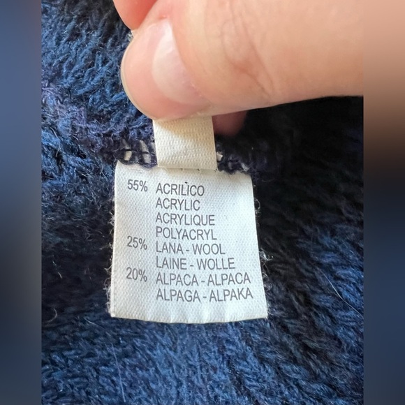 Antoine & Lili Women’s Alpaca Wool Cardigan Sweater Navy Blue Sz L Boho Coastal - Picture 9 of 9